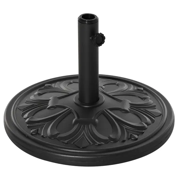 Outsunny Bază Stabilă Rotundă pentru Umbrele, Plastic Rezistent, 13kg, Compatibilă cu Stâlpi 35-38-48mm, Negru | Aosom Romania