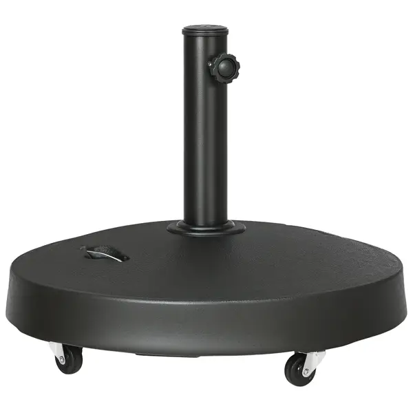 Outsunny Bază Umbrelă 23.5kg cu Manivele și Roți Blocabile, Suport din Rășină/Oțel, Ø53x41 cm, Negru | Aosom Romania