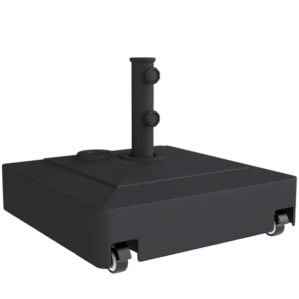 Outsunny Bază Umbrelă cu Roți și Frâne, cu Apă 40kg/Nisip 61kg, pentru Stâlpi de Ø35/38/48mm, Negru | Aosom Romania