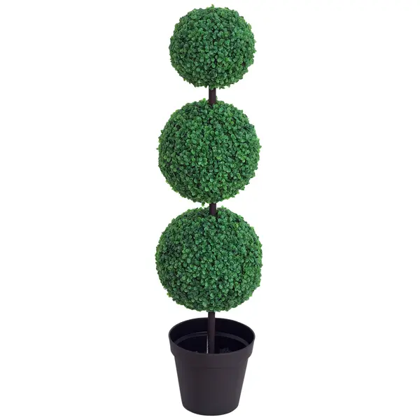 Outsunny Buștean Artificial topiari Artificială în Formă de Bile dim. Ø 30 x 112H cm Verde | Aosom Romania