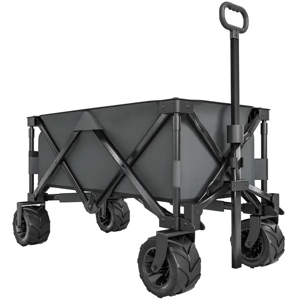 Outsunny Cărucior de Grădină cu Mâner Telescopic, Cărucior Metalic cu Spațiul de Depozitare din Material Oxford, 108x55 cm, Gri
