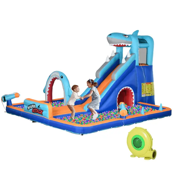 Outsunny Castelul Gonflabil cu Tobogan, Piscină, Perete de Cățărare, Tun de Apă, Parc Acvatic Gonflabil, 440x350x240 cm, Multicolor | Aosom Romania