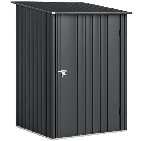 Outsunny Căsuță de Grădină 0,92m² din Oțel Galvanizat, Depozit pentru Unelte cu Ușă Blocabilă și Acoperiș Înclinat, 100x104x160 cm, Gri Închis | Aosom Romania