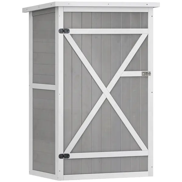 Outsunny Casuta de Gradina din Lemn, sopron cu Acoperis Impermeabil, magazie pentru Unelte de Exterior cu 2 Etajere | Aosom Romania