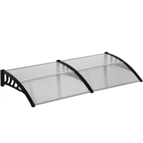 Outsunny Copertină Modernă din Policarbonat și Auminiu, pentru Balcoane, Ferestre și Uși, 200x96x27 cm, Transparent | Aosom Romania
