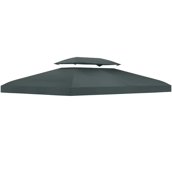 Outsunny Copertina pentru cort 4x3 m cu 2 niveluri, copertina pentru cort din poliester anti-UV cu chingi din Velcro