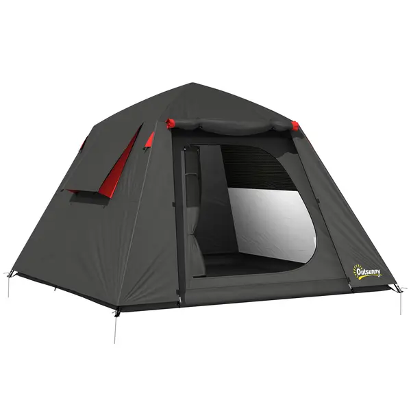 Outsunny Cort camping 2 persoane 3000 mm impermeabil & rezistent la vânt, cort cupolă cu 2 uși, 2 ferestre cu plasă, 2 ferestre laterale, husă de transport | Aosom Romania