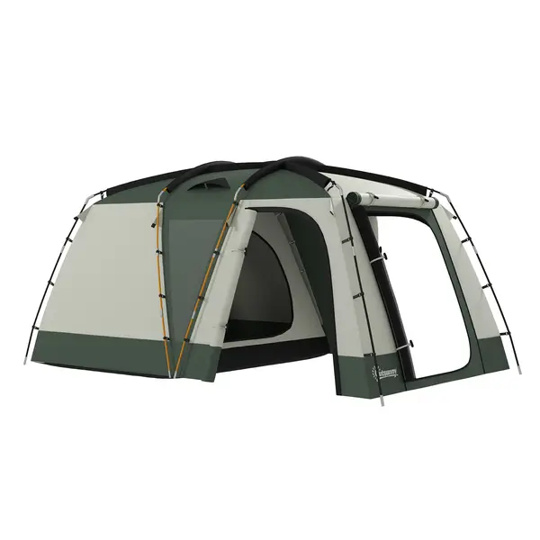 Outsunny Cort de Camping Impermeabil cu 4 Locuri, cu Zonă Separată de Dormit și Living, 460x300x200 cm, Verde | Aosom Romania