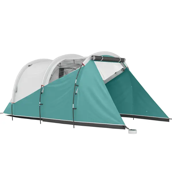 Outsunny Cort de Camping Impermeabil pentru 2-4 Persoane cu Cameră Separată, Cort Tunel cu Geantă de Transport, 460x260x190 cm, Verde | Aosom Romania