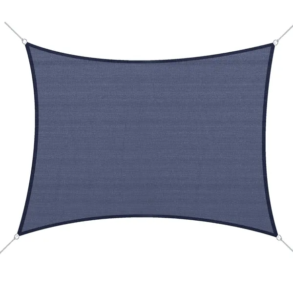 Outsunny Cort de umbra rectangular 6 x 4 m polietilena cu densitate mare Protectie UV Cu geanta de depozitare albastru | Aosom Romania