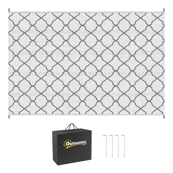 Outsunny Covor de Exterior cu Geantă de Transport și Protecție UV, 182x274 cm, Gri Deschis | Aosom Romania