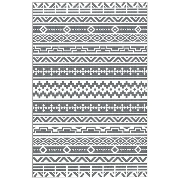 Outsunny Covor Reversibil de Exterior Impermeabil, din Paie de Plastic, 182x274 cm, Gri Închis și Alb | Aosom Romania