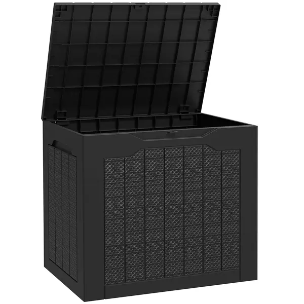 Outsunny Cufăr de Exterior de 93L cu Mânere Integrate și Cârlig pentru Lacăt, 56x41x50 cm, Negru | Aosom Romania
