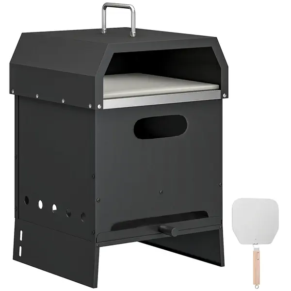 Outsunny Cuptor pizza 3-în-1 pentru exterior pe lemne, cuptor pizza cu 2 nivele, piatră pentru pizza, mânere, lopată pentru pizza | Aosom Romania