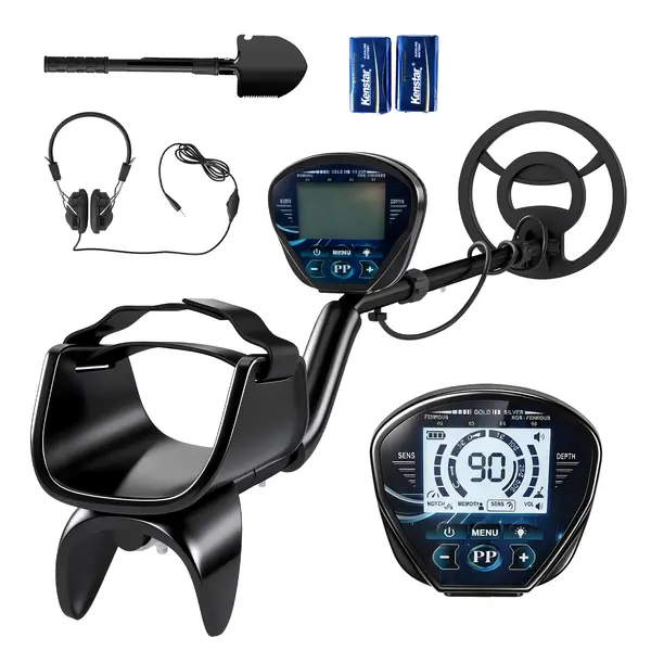 Outsunny Detector de Metale pentru Adulți cu Baterie, Detector Profesionist cu 3 Moduri pentru Aur, Lopată și Căști pentru Căutare de Comori pe Plajă, Impermeabil IP68, Display LCD | Aosom Romania