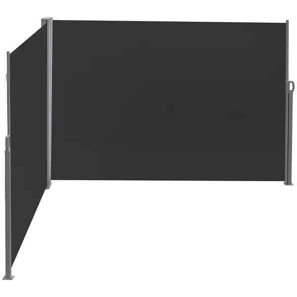 Outsunny Dublu store lateral Paravan opac retractabil dim. 6L x 1,80H m Poliester Anti-UV Gri și negru | Aosom Romania