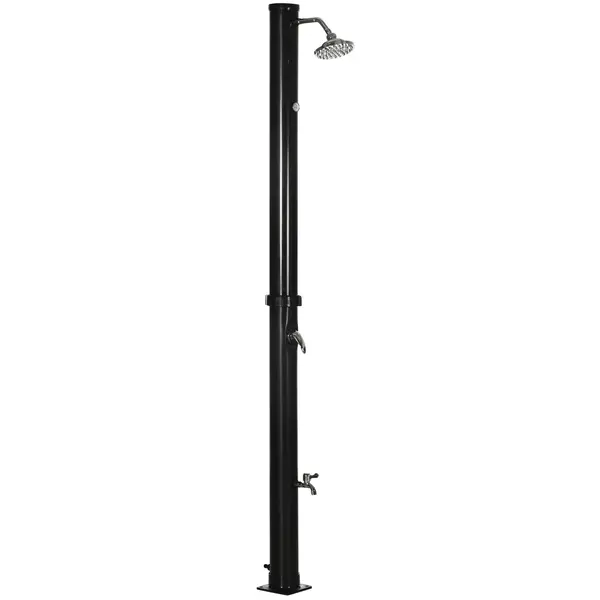 Outsunny Duș Solar de 20L cu Robinet Inferior și Temperatură Reglabilă, 15.5x15.5x222 cm, Negru | Aosom Romania