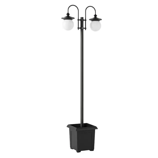 Outsunny Felinar Solar Exterior pentru Grădină cu Ghiveci 2 Capete Impermeabil IP44 Pornire/Oprire Automată Înălțime Reglabilă | Aosom Romania