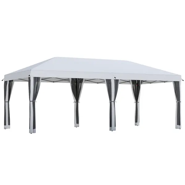 Outsunny Foisor de gradina cu plasa de tantari, alb, 3x6m | Aosom Romania