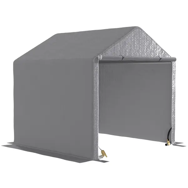 Outsunny Garaj de grădină 2 x 2 x 2 m garaj pentru biciclete exterior cu cadru din oțel galvanizat, impermeabil și rezistent la UV - gri | Aosom Romania