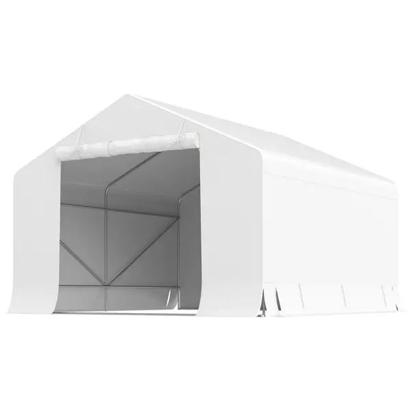 Outsunny Garaj Exterior pentru Motocicletă 3x3 m, Impermeabil, cu Ușă și Aerisiri Rulabile, Tentă Garage pentru Biciclete și Unelte din Metal și Material PE, Anti UV, Alb | Aosom Romania