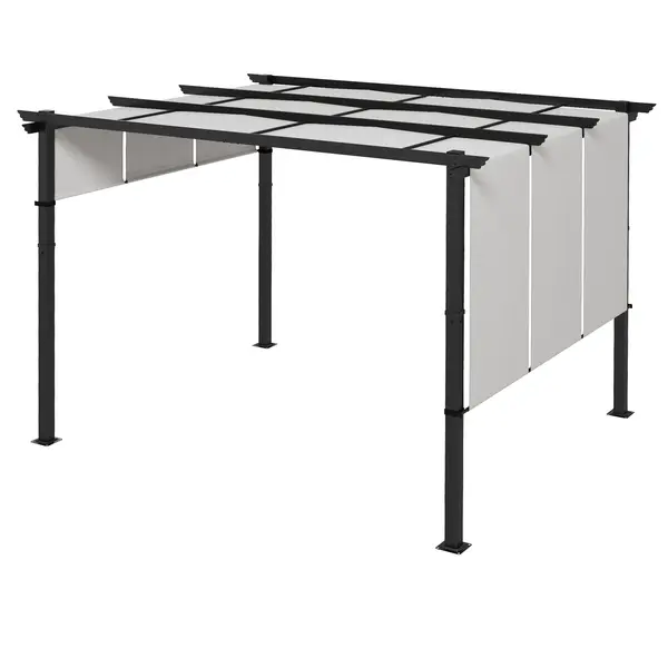 Outsunny Gazebo Pergolă pentru Grădină 3x3,5 m cu 3 Acoperișuri Reglabile, Pergolă din Oțel și Poliester Anti-UV, Gri | Aosom Romania