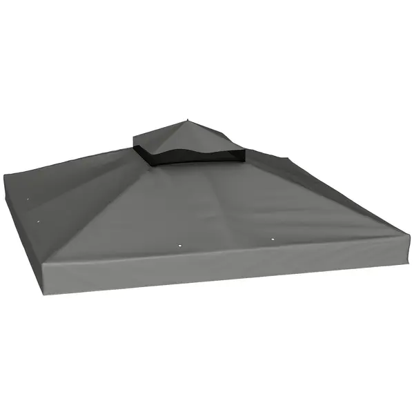 Outsunny Husă de schimb pentru pavilion 3 x 3 m, prelată de schimb pentru pavilion cu orificii de scurgere a apei, UPF30+, protecție solară, gri închis | Aosom Romania