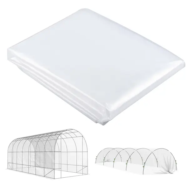 Outsunny Husă pentru seră din plastic, prelată pentru acoperirea plantelor, rezistentă la UV, impermeabilă, 7 x 8 m | Aosom Romania