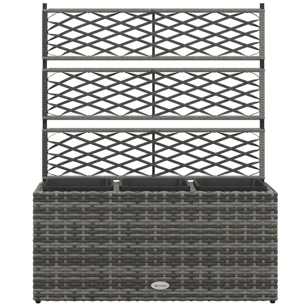 Outsunny Jardinieră de Gradină Autoportantă, Pat de Flori pentru Plante Cățărătoare, Design Modern, 84x30x107cm, Gri Deschis | Aosom Romania