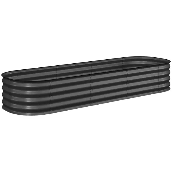 Outsunny Jardinieră înălțată pătrat, pat de grădină modular din oțel pentru legume, plante, flori, dim. 195 x 62 x 30 cm, gri | Aosom Romania