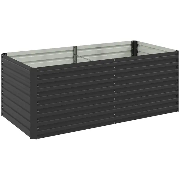 Outsunny Jardinieră ridicată galvanizată dreptunghiulară pentru exterior - fund deschis - 160 x 80 x 60 cm, gri | Aosom Romania