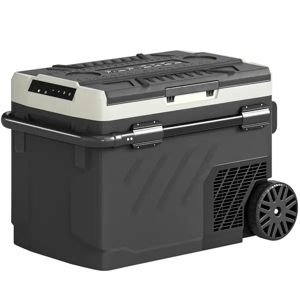 Outsunny Ladă frigorifică electrică auto 40L cu două zone, comandă prin aplicație, mâner telescopic, -20℃ până la 20℃, Negru | Aosom Romania