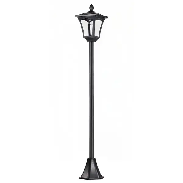 Outsunny Lanternă Solară pentru Grădină, Felinar LED cu Panouri Solare, Design Modern, 18x18x160 cm, Negru | Aosom Romania