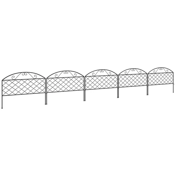 Outsunny Lot de 5 panouri de gard de grădină decorative din metal, bordură de grădină, pat de flori - dim. 305 x 43 cm | Aosom Romania