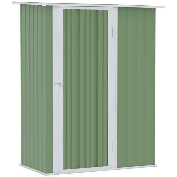 Outsunny Magazie de Gradina sopron Pentru Unelte din Otel, casuta de Gradina Usi Glisante, 142x84x189cm, Verde | AOSOM RO