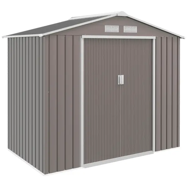 Outsunny Magazie Gradina - Căsuță de Grădină Metal 213x130x185 cm cu Uși Glisante | Aosom Romania
