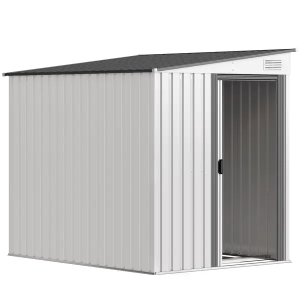 Outsunny magazie grădină căsuță de unelte pentru grădină 154x206.5x160/181 cm alb | Aosom Romania