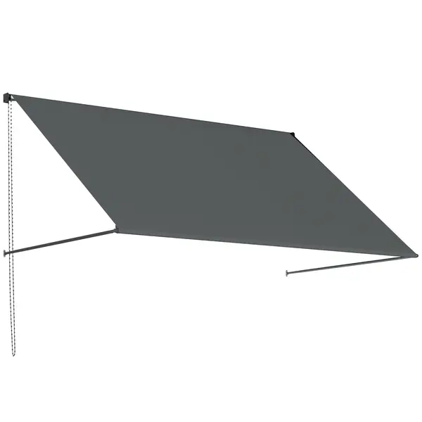 Outsunny Markiză manuală retractabilă Înclinare reglabilă 195 x 120 cm protecție UV aluminiu poliester gri închis | Aosom Romania
