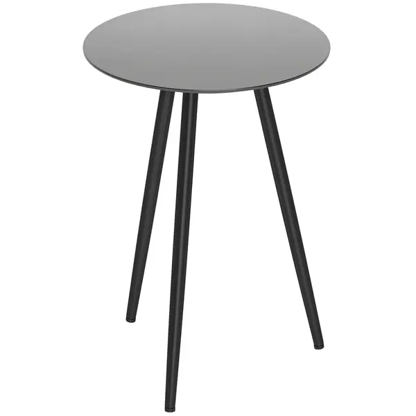 Outsunny Masă de cafea mică rotundă, masă de sprijin, blat din sticlă securizată, picioare ascuțite, cadru din oțel, Ø 40 x 50 cm, negru | Aosom Romania