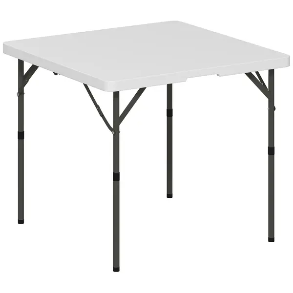 Outsunny Masă de Camping Pliabilă cu 2 Înălțimi Reglabile, 86x86x74 cm, Alb | Aosom Romania