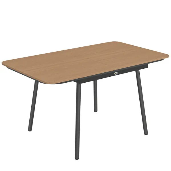 Outsunny Masă de grădină 140 x 80 cm pentru 6 persoane rezistentă la rugină masă de exterior cu blat WPC Picioare reglabile, Teak | Aosom Romania