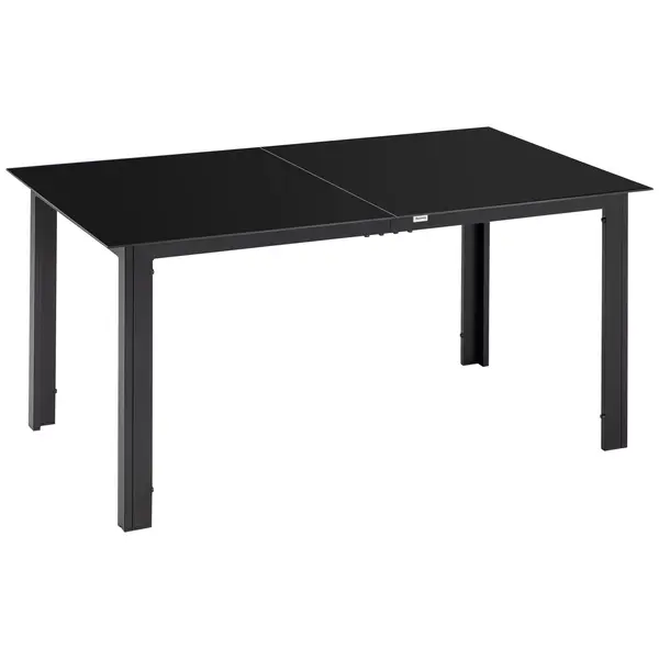 Outsunny Masă de Grădină cu Blat din Sticlă Temperată 150x90 cm pentru 6 Persoane, Masă de Luat Prânzul din Aluminiu pentru Exterior, Patio, Terasă, Balcon, Negru | Aosom Romania