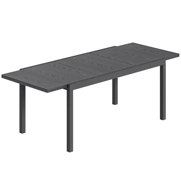Outsunny Masă de Grădină Extensibilă Blat Aluminiu Efect Lemn Picioare Reglabile 8-10 Persoane 214x85x75cm Gri Antracit | Aosom Romania