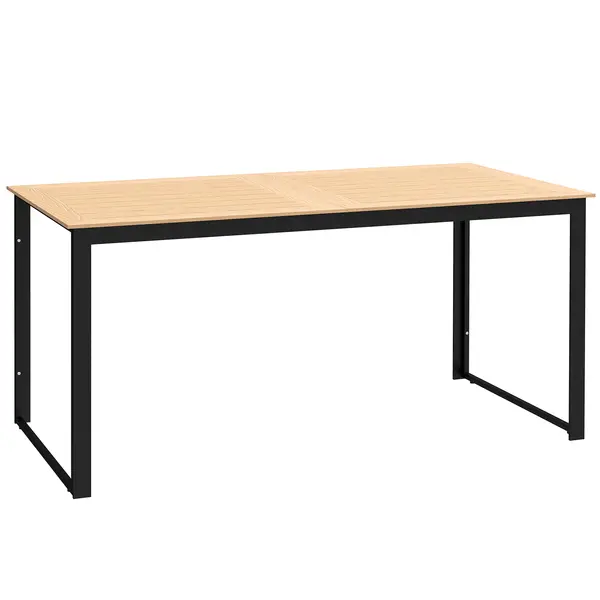 Outsunny Masă de grădină pentru 6 persoane 160 x 80 cm, rezistentă la intemperii, masă balcon cu blat cu lamele, masă buffet outdoor Teak | Aosom Romania