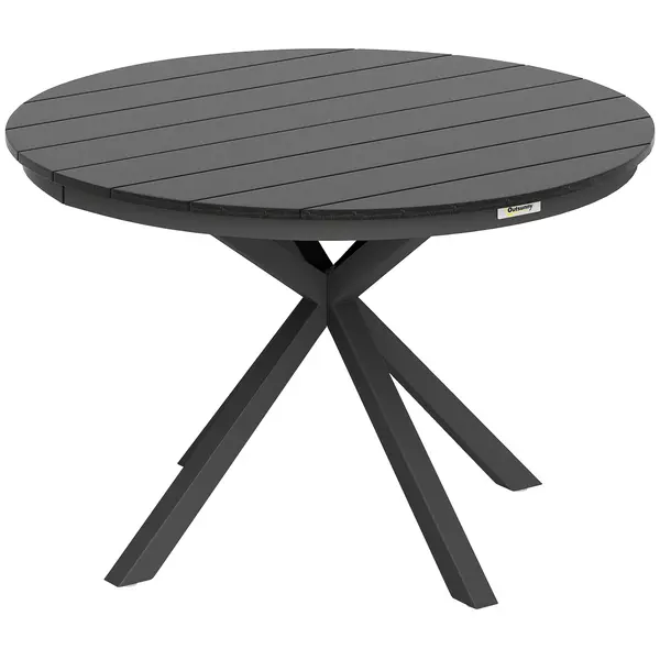 Outsunny Masă de grădină rotundă Ø 118 cm cadru din aluminiu pentru balcon, verandă, patio, negru | Aosom Romania