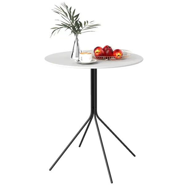 Outsunny Masă de grădină rotundă Ø 60 cm, masă de terasă cadru din oțel, pentru interior și exterior, gri închis | Aosom Romania