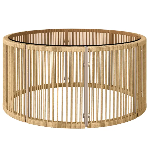 Outsunny Masă laterală din polyrattan, masă de cafea cu blat din sticlă securizată, masă pentru grădină cu cadru din oțel 70 x 70 x 33 cm Maro | Aosom Romania