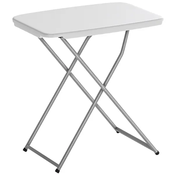 Outsunny Masă Pliantă pentru Camping Portabilă cu Reglaj pe 5 Niveluri Blat HDPE și Cadru Metalic 75x50x73,5 cm Alb | Aosom Romania