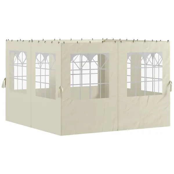 Outsunny Panouri laterale pentru pavilion, 4 panouri laterale pentru pavilion de grădină, cu fermoar, pavilion 3 x 4 m, crem | Aosom Romania