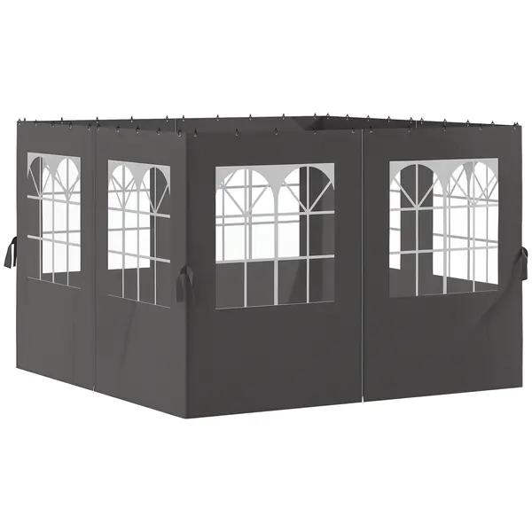 Outsunny Panouri laterale pentru pergolă, 4 panouri laterale pentru pavilion de grădină, cu fermoare, 3 x 4 m pergolă, Gri închis | Aosom Romania